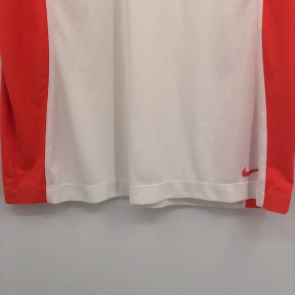 Nike Golf Fit Dry Polo Shirt Collared Short Sleeve 1/4 Buttoned White Orange XL - Picture 3 of 9